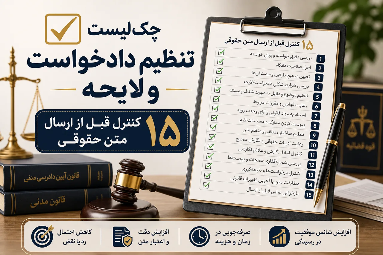 تصویر شاخص چک‌لیست تنظیم دادخواست و لایحه