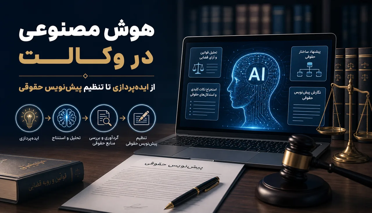 تصویر شاخص هوش مصنوعی در وکالت و تنظیم پیش‌نویس حقوقی