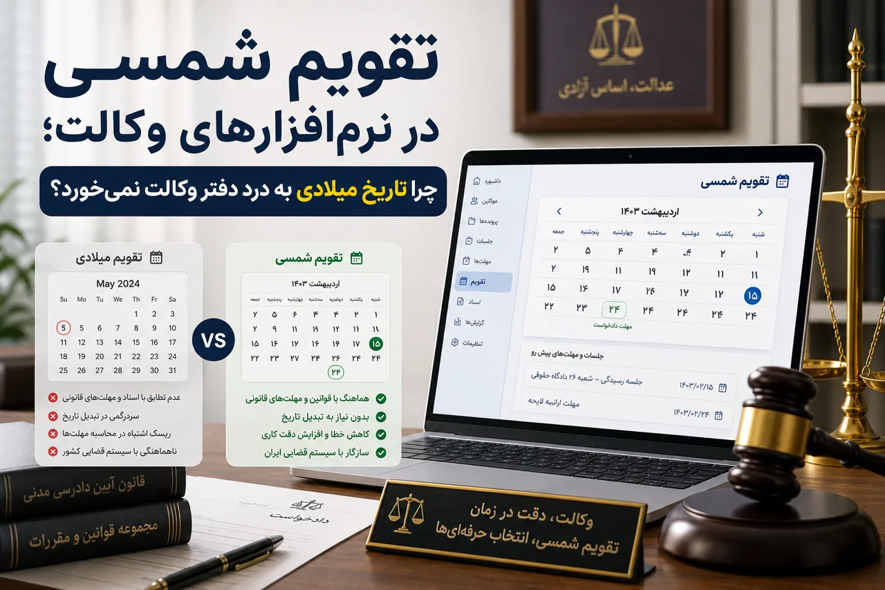 تصویر شاخص تقویم شمسی در نرم‌افزار وکالت